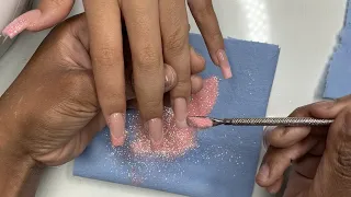 Tapered Square Loose Glitter French Tip Acrylic Nail