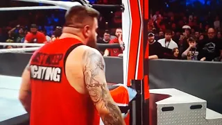 Kevin Owens attacks Big E after Seth Rollins defeats him on RAW