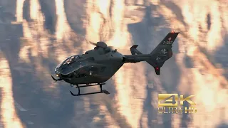 (4K) Eurocopter TH05 EC-635 Swiss Air Force departure at Meiringen Air Base LSMM T-367