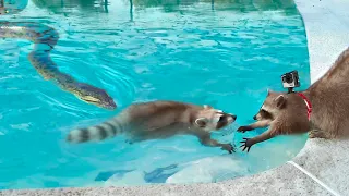 Anaconda takes (and Eats) Raccoon as it Wears a GoPro