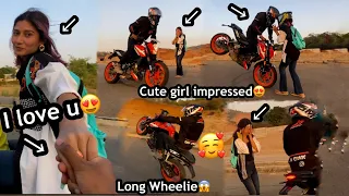 Cute Stranger Girl ka sath kia Bike Stunts😍 ||MOTOVLOGGERSamstunts|| Cute Stranger girl Impressed♥️