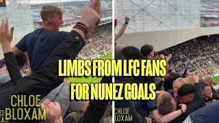 ABSOLUTE LIMBS FROM LIVERPOOL FANS FOR DARWIN NUNEZ’S GOALS AGAINST NEWCASTLE | VIEW FROM AWAY FANS