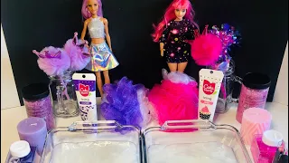 Pink vs Purple Barbie Edition  - Mixing Makeup Eyeshadow Into Slime ASMR 442 Satisfying Slime Video.