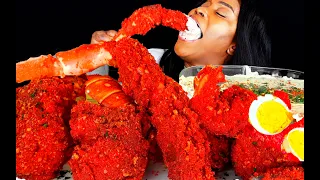 KING CRAB SEAFOOD BOIL MUKBANG | FRIED HOT CHEETOS MUKBANG | ALFREDO SAUCE | ASMR EATING | MUKBANG