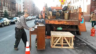 Cindy's piano move to flatbush from Rick Kelly's Carmine Street Guitar shop in Greenwich Village