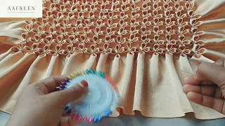 how to sew flower pattern smocking || cushion cover