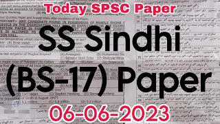 today ss sindhi paper || spsc solve paper || sindh public service commission || held at 06-06-2023