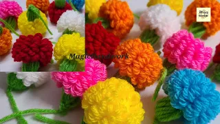 🌼सांचे से बनाये गेंदे के फूल, Marigold Flower patterns, Flowers For Garland, Loom flowers tutorial
