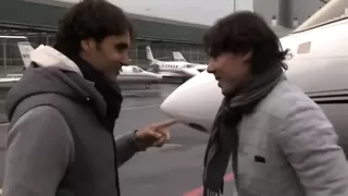 Roger Federer Picked Up Rafael Nadal at Airport for "Match for Africa" Interviews Luncheon