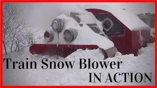 Biggest Snowfall vs Train Snowblower -Train Snow Plow - Rotary Snow Plow Blower