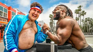 Fat Guy Beats Bodybuilders at Muscle Beach!