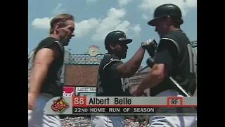 Albert Belle crushes THREE home runs in the Baltimore Orioles' Turn Ahead The Clock uniforms!