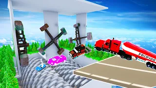 Different Big & Small Cars vs Giant Shredder & Large Spinners ✅ Teardown gameplay