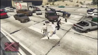 GTA V another highway gang war (With Cops)