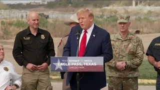 Former President Donald Trump speaks at Shelby Park in Eagle Pass