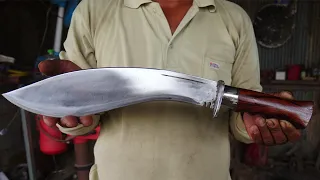 STEEL TURNING-TURNING A SMALL PIECE OF LEAF SPRING INTO A BIG KUKRI KNIFE