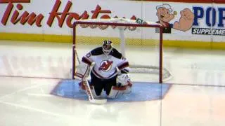 Martin Brodeur warms up during the Devils @ Senators game