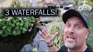 Front Yard Pond with 3 Waterfalls!