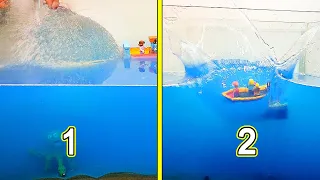 Lego ship sinking in sea waves, I tested lego boats vs tsunami