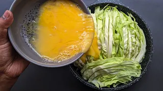 Cabbage with eggs tastes better than meat! Easy, quick and very delicious dinner recipe!