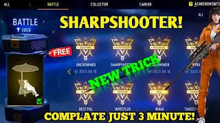 HOW TO COMPLATE SHARPSHOOTER  FREE FIRE | FREE FIRE ACHIEVEMENT SYSTEM |NEW ACHIEVEMENT POINT TRICK