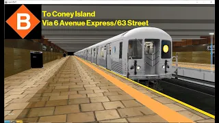 OpenBVE Throwback: B Train To Coney Island Via 6 Avenue Express/63 Street (R42)(1990)