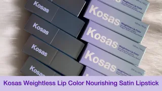 NEW Kosas Weightless Lip Color Nourishing Satin Lipstick (Box details & Swatches)