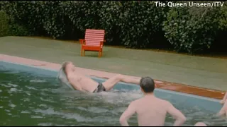 1953: Royal family lark about by the pool in never-before-seen video