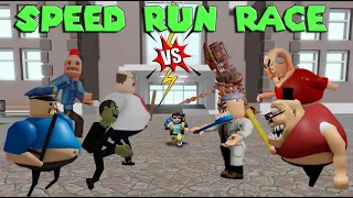 SPEED RUN RACE,  PlatinumFalls VS Decent Obbies? Funny, Barry, Siren Cop, Bob, Grandpa, Stinky