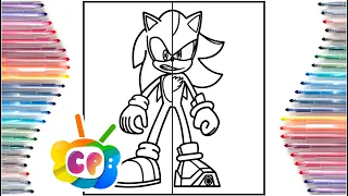 Sonic Shadow in one face coloring page / Sonic vs Shadow /