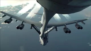 USAF B-52 Stratofortress refueling by KC-135 over the Arctic Sea