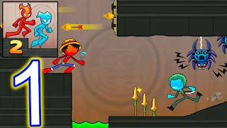 Fire and Water Stickman 2 : The Temple - Gameplay Walkthrough Part 1 (iOS, Android)