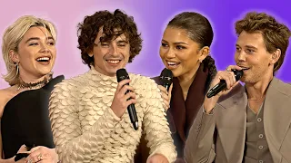 "That Was SNEAKY!" 😂 Dune Part 2 Interview With Timothee Chalamet, Zendaya, Florence & Austin