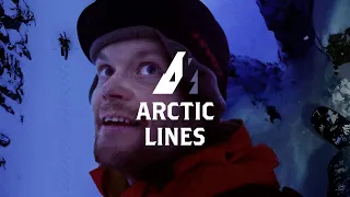 Snowboarding a steep couloir during polar night - Oksehogget l  Arctic Lines