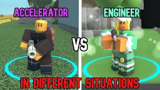 Accelerator [Post Rework] VS Engineer [Post Nerf] in different situations (Tower Defense Simulator)