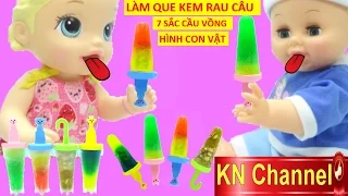 HƯỚNG DẪN LÀM CÂY KEM RAU CÂU CẦU VỒNG HÌNH CON VẬT tuyệt đẹp giòn tan trong miệng