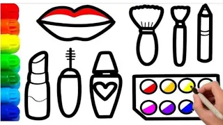 Makeup set drawing &coloring for kids &toddlers|How to draw makeup set for kids&toddlers|Art gallery