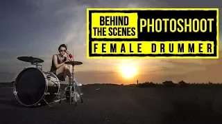 Behind the scenes photoshoot female drummer