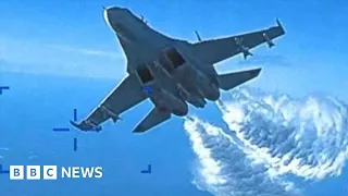 US release footage of drone crash with Russian jet – BBC News