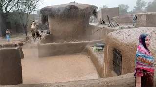 Heavy Rain in Village Pakistan | Pure Mud Houses Life in Rain | Punjab Village Life