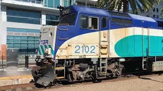 Amtrak Pacific Surfliner, NCTD Coaster, and BNSF trains via San Diego’s historic Santa Fe Depot
