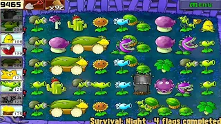 Plants vs Zombies Survival Night 5 Flags Completed in 14 minutes GamePlay FULL HD 1080p 60hz