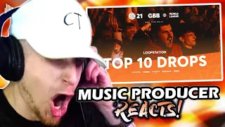 Music Producer Reacts to TOP 10 DROPS 😱 Solo Loopstation | GRAND BEATBOX BATTLE 2021: WORLD LEAGUE
