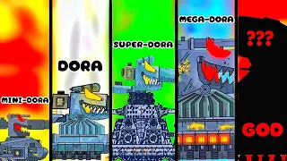 Evolution DORA. Mini Dora vs Super Dora vs Mega Dora - сartoons about tanks