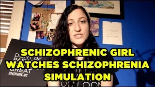 Schizophrenic Girl watches Schizophrenia Simulation Video