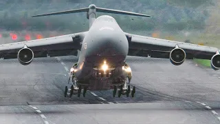 US C-5 Massive Engines Scream During Take Off at Full Thrust