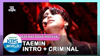 TAEMIN - INTRO + Criminal |2020 KBS Song Festival|201218 Siaran KBS WORLD TV|