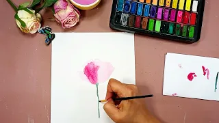 abstrakt eine Blume- Blüte- zeichnen- malen  in Aquarell- für Anfänger und Fortgeschrittene- esay