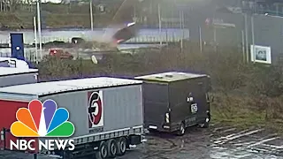 Watch: Speeding car flies through side of building in Belgium