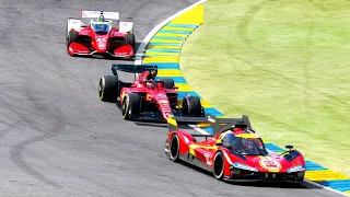 Ferrari F1 2022 vs Ferrari 499P vs IndyCar 2022 - Le Mans Circuit